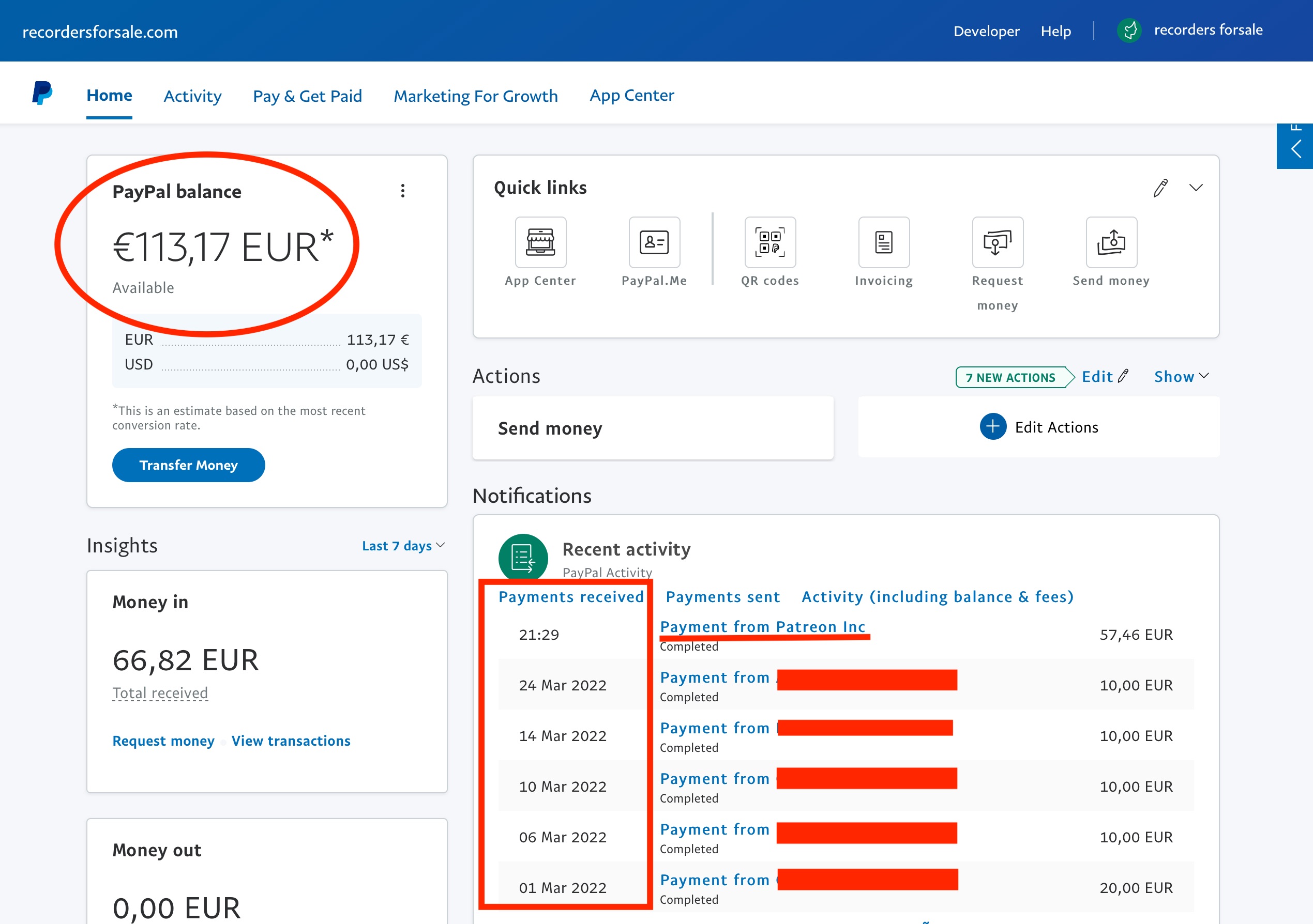Figure 3: RFS’s total income in March 2022. All revenue generated from payed ads and from Patreon