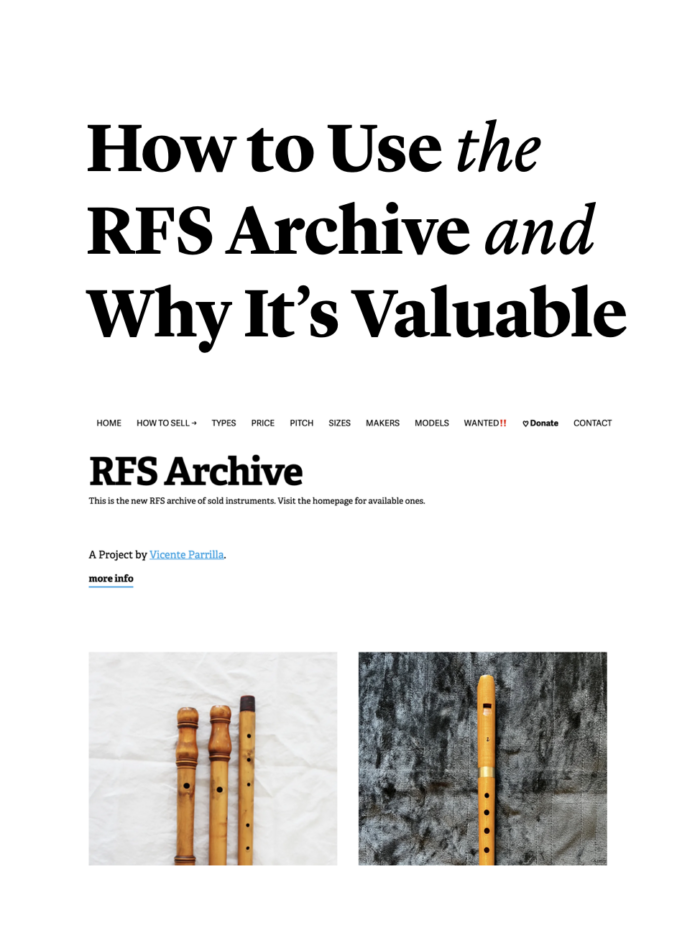 A screenshot of the RFS Archive